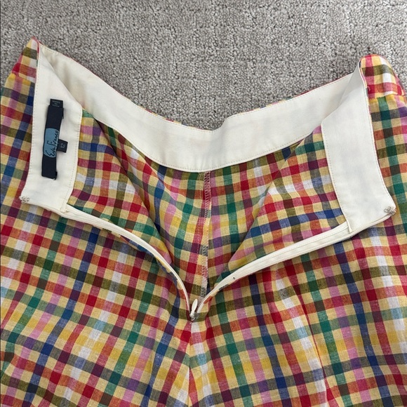 Eva Franco Anthropologie Linen Wide Leg Pants Rainbow Gingham Check Trousers - Picture 9 of 11